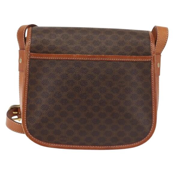 CELINE Macadam Canvas Shoulder Bag Pvc Leather Brown Gold - Picture 3 of 13